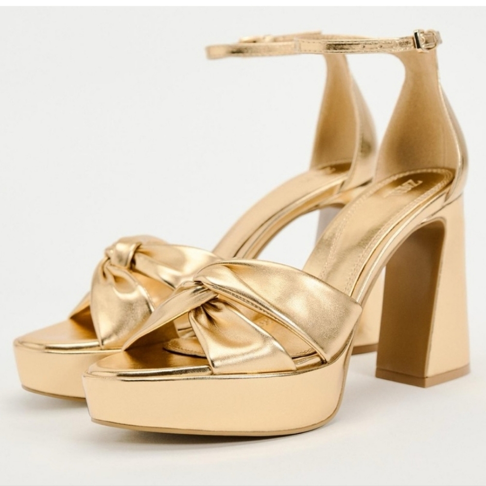 Zara Gold Metallic Platform Heels